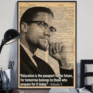 Malcom X Education Quotes Poster - Dictionary Page